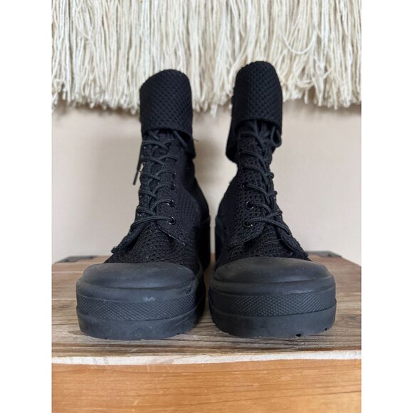 Free People X Jeffrey Campbell Ricki Hiker Boot Black Mesh Block Heel Size 8 - Picture 3 of 16